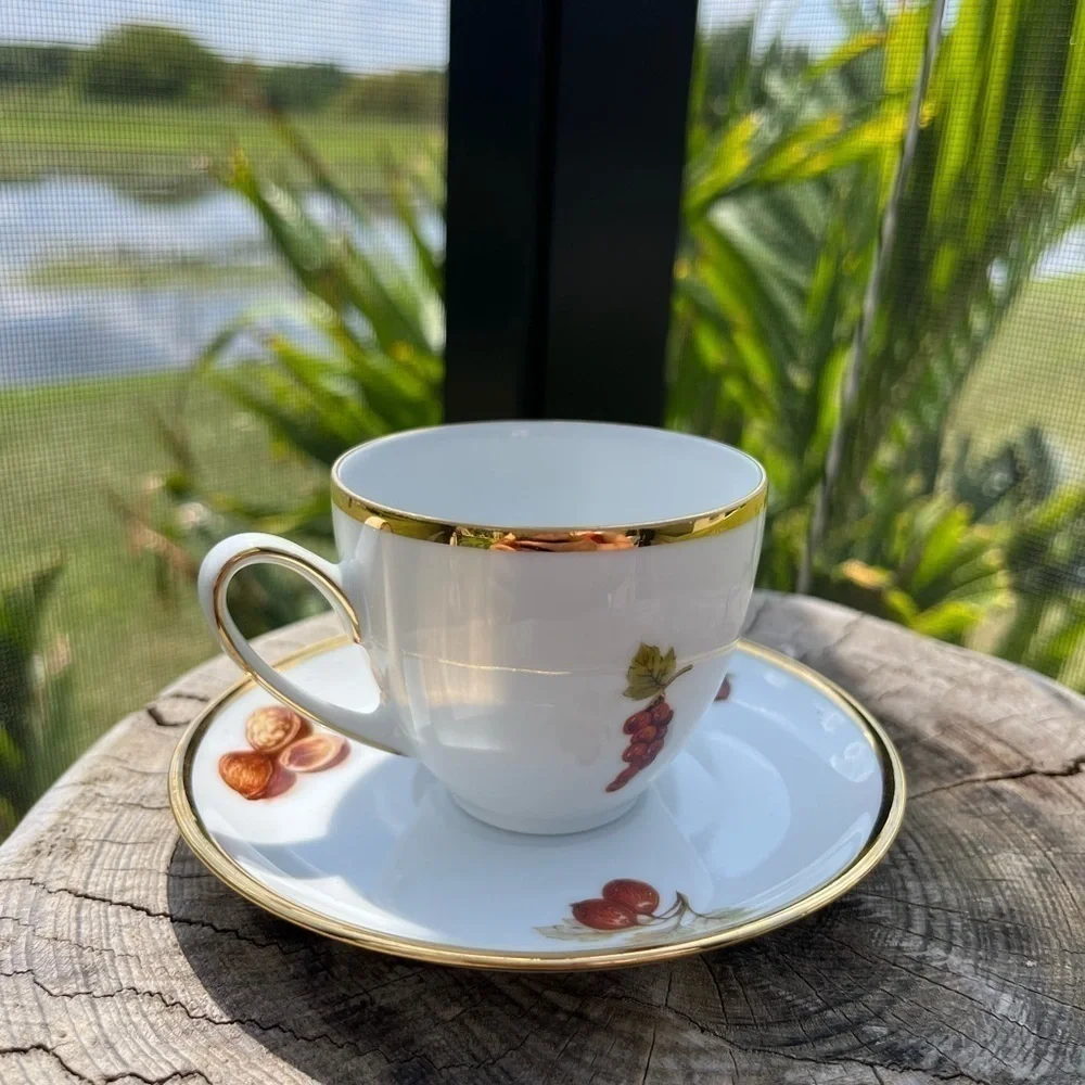 Vintage Schmid Germany Demitasse Cup & Saucer Fruit Design